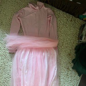 Pink Long Tulle Skirt and Body Suit - Women's Medium